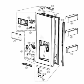 R-Room Door Part 1 Diagram and Parts List for AGRCNA0 LG Refrigerator