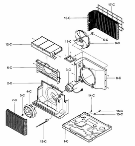 Air Handling/cycle Parts Diagram and Parts List for  Kenmore Air Conditioner