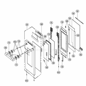 18-Inch Door Parts Diagram and Parts List for ASTLSGN LG Range
