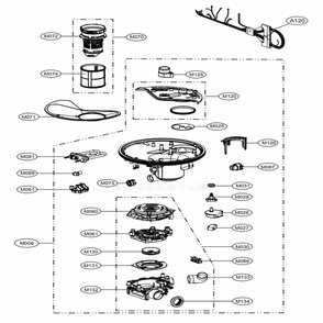 Sump Assembly Diagram and Parts List for ASTEEUS LG Dishwasher