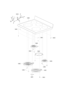 Cooktop Assembly Parts Diagram and Parts List for  LG Range