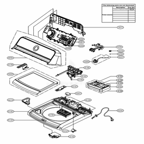 Top Cover Assembly Diagram and Parts List for ABWETUS LG Washer