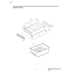 Freezer Parts Diagram and Parts List for  LG Refrigerator