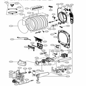Drum And Motor Assembly: Gas Type Diagram and Parts List for ABSEEUS LG Dryer