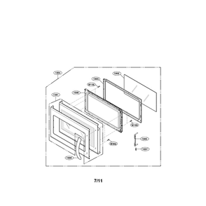 Door Diagram and Parts List for 01 LG Microwave Oven Combo