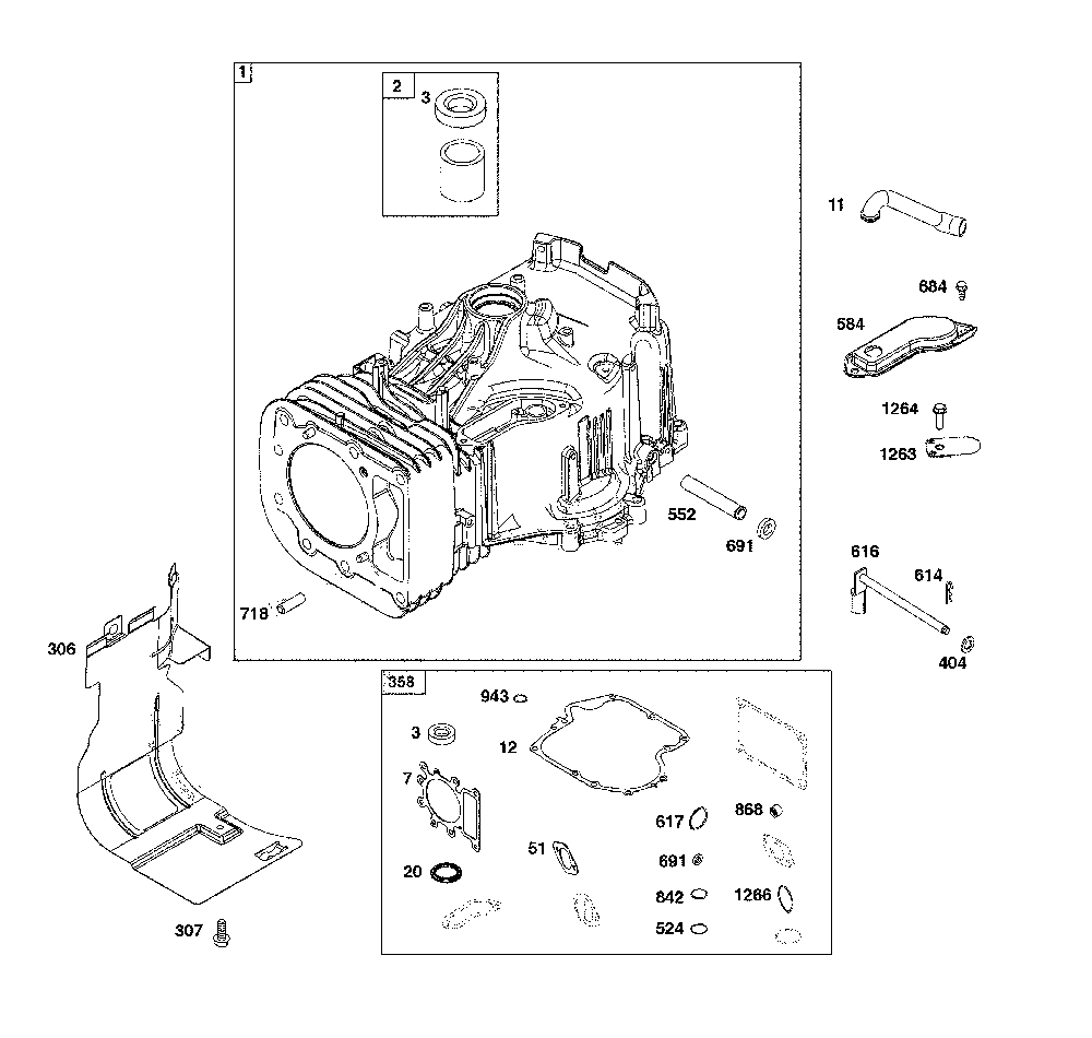 Cylinder Diagram and Parts List for  MTD Lawn Tractor