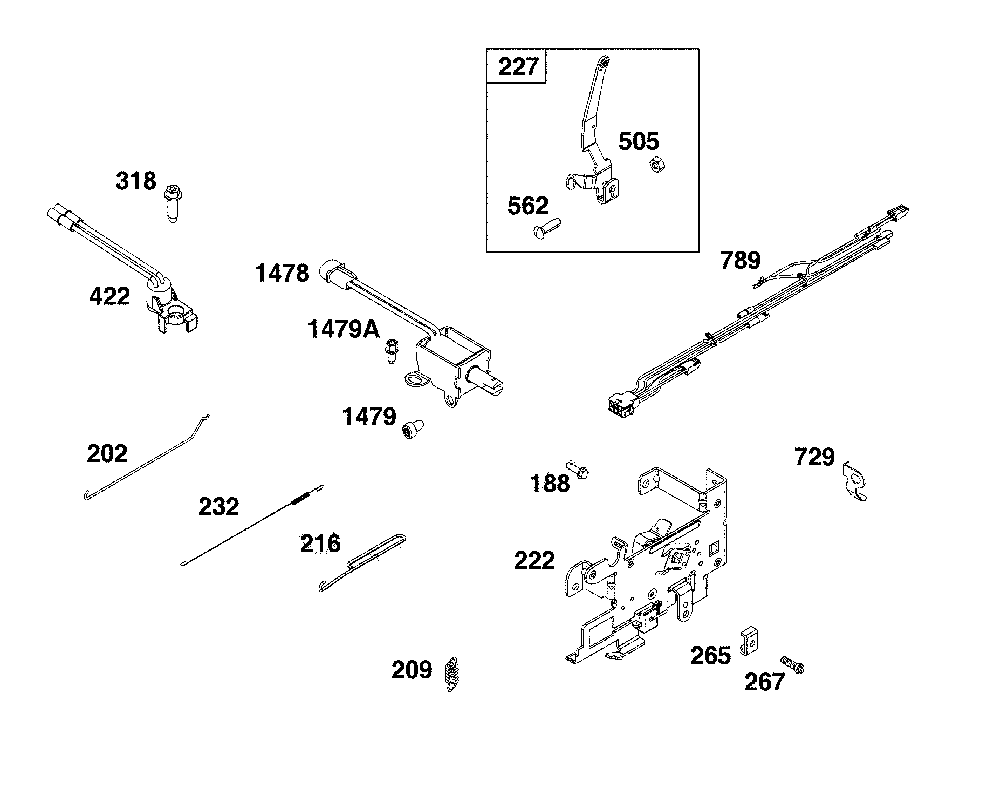 Controls Diagram and Parts List for  MTD Lawn Tractor
