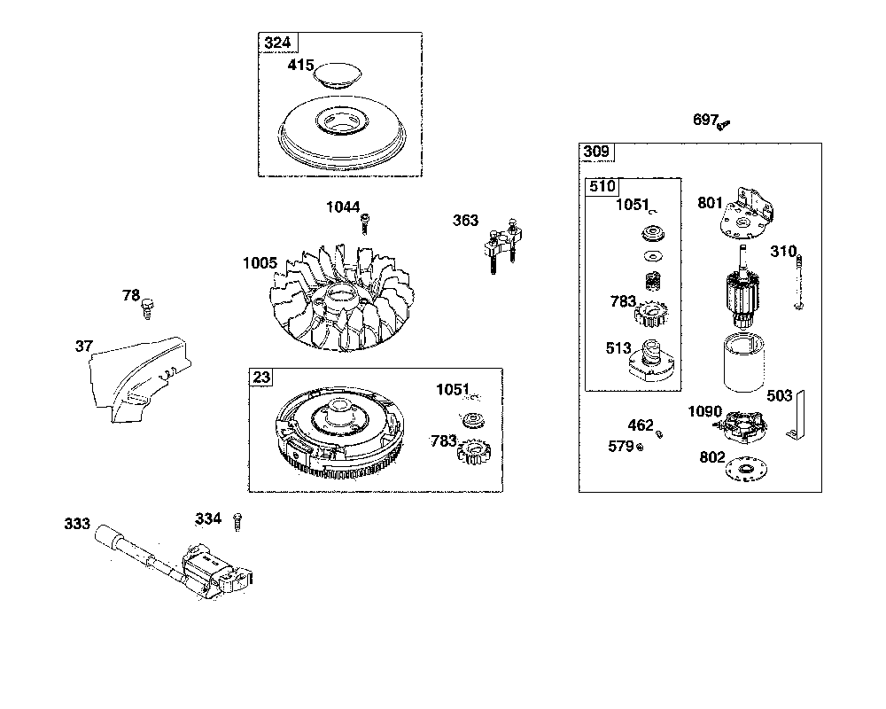 Flywheel/ignition/starter Diagram and Parts List for  MTD Lawn Tractor