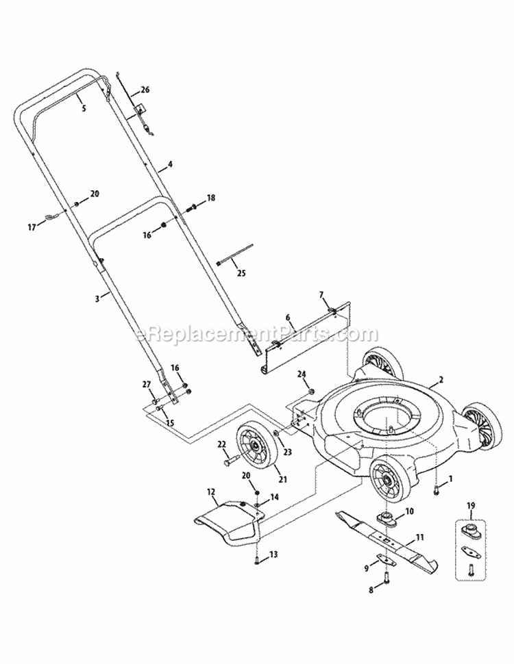 General Assembly Diagram and Parts List for 2012 MTD Lawn Mower