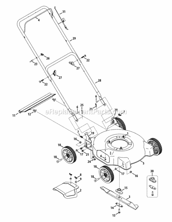 General_Assembly Diagram and Parts List for  MTD Lawn Mower