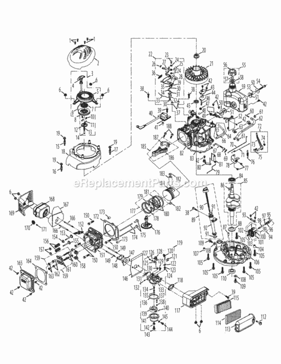 Engine_Assembly_5P65M0B Diagram and Parts List for 2009 MTD Lawn Mower