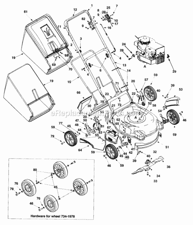 General_Assembly Diagram and Parts List for 2000 MTD Lawn Mower