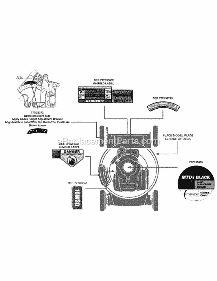 Page I Diagram and Parts List for 2011 MTD Lawn Mower