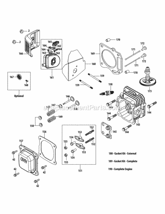 1P65Bu_Cylinder_Head Diagram and Parts List for 11A-A1JT706 2013 MTD Lawn Mower