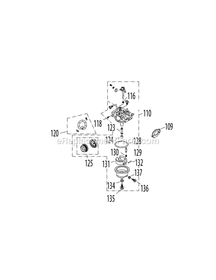 Page B Diagram and Parts List for 2011 MTD Lawn Mower