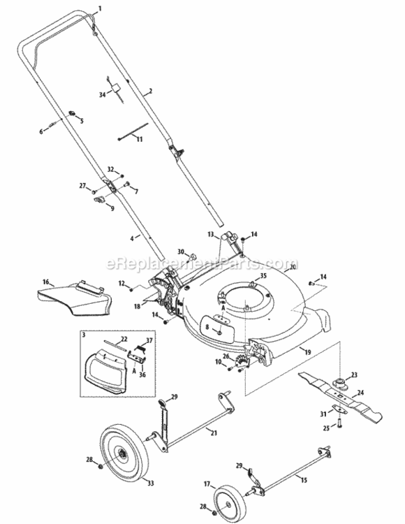 General_Assembly_11A-B0X Diagram and Parts List for 2012 MTD Lawn Mower