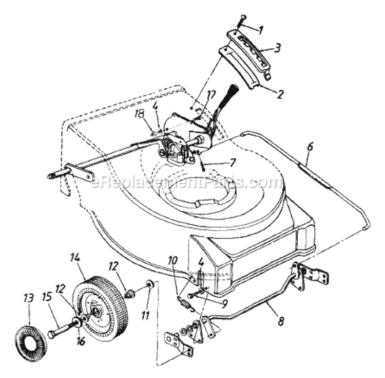 Page B Diagram and Parts List for 725-493 -1996 MTD Lawn Mower