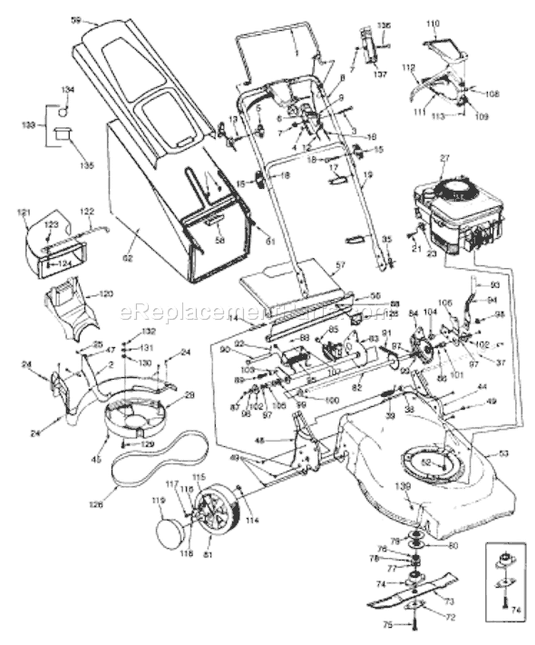 Page B Diagram and Parts List for 2000 MTD Lawn Mower