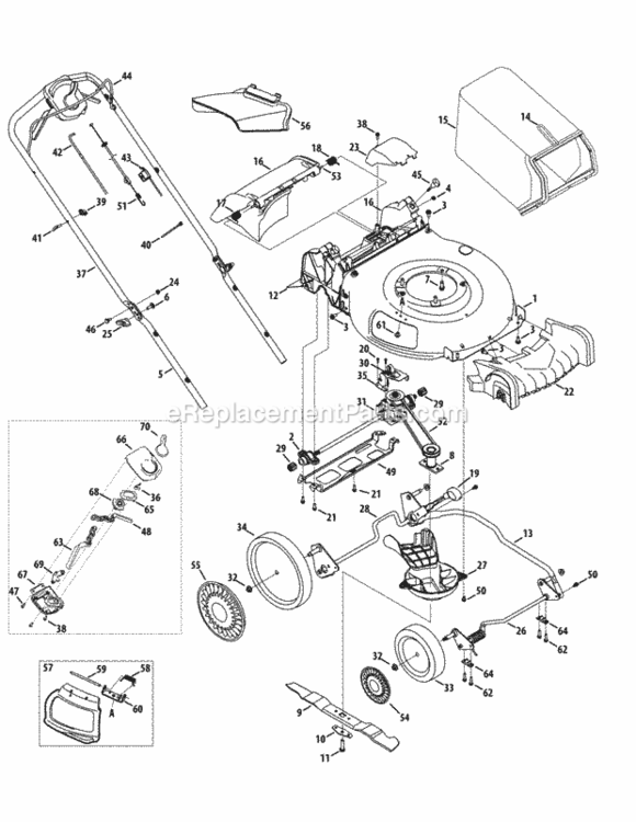 Page A Diagram and Parts List for 2012 MTD Lawn Mower