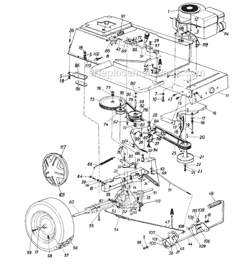Page E Diagram and Parts List for 1990 MTD