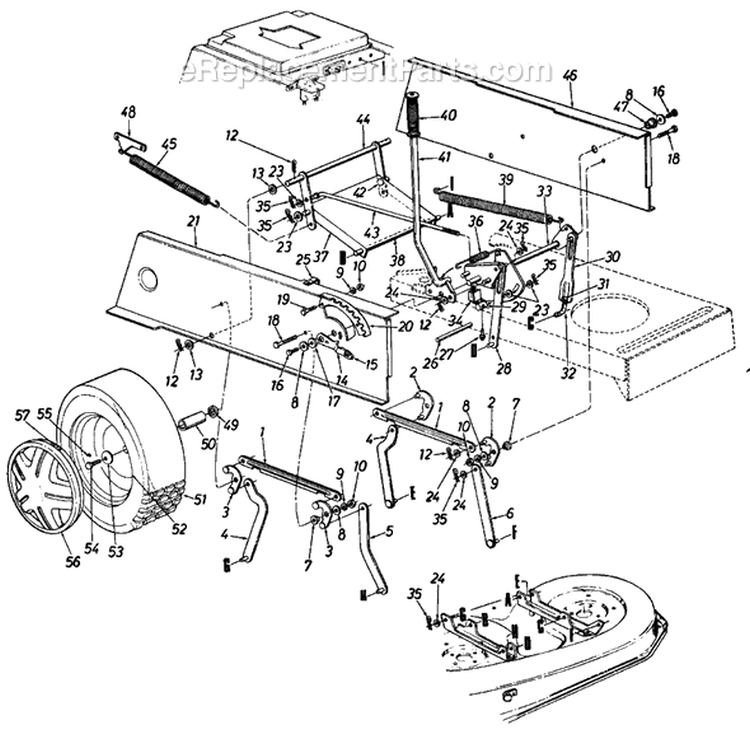 Page G Diagram and Parts List for 1990 MTD Lawn Tractor