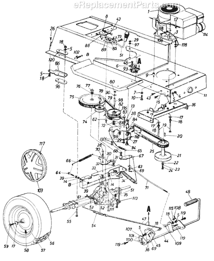 Page D Diagram and Parts List for 131-650F000 Single Cylinder -1991 MTD Lawn Tractor