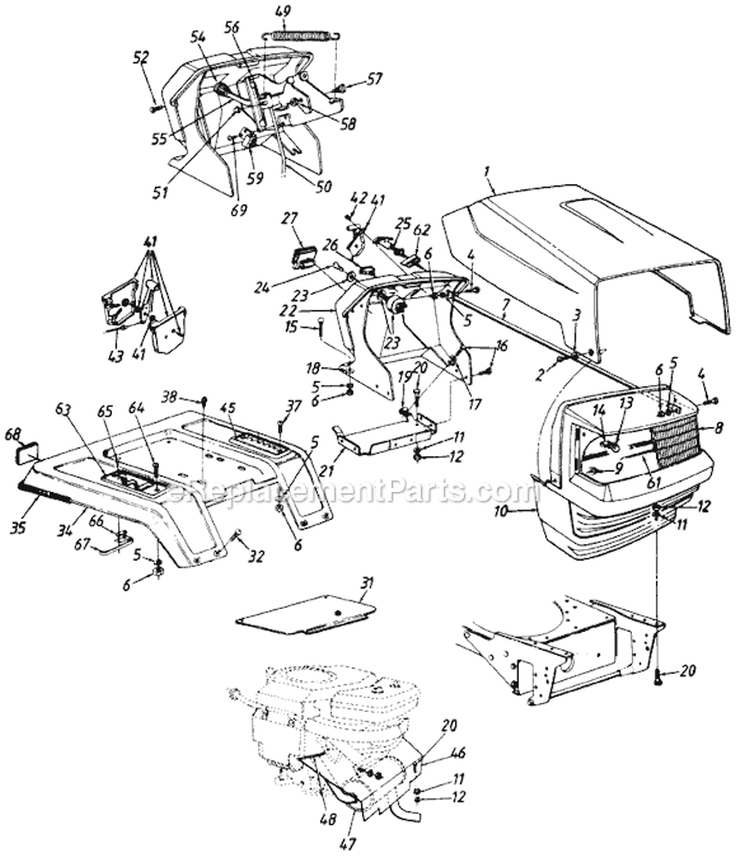 Page B Diagram and Parts List for Deck H -1991 MTD Lawn Tractor