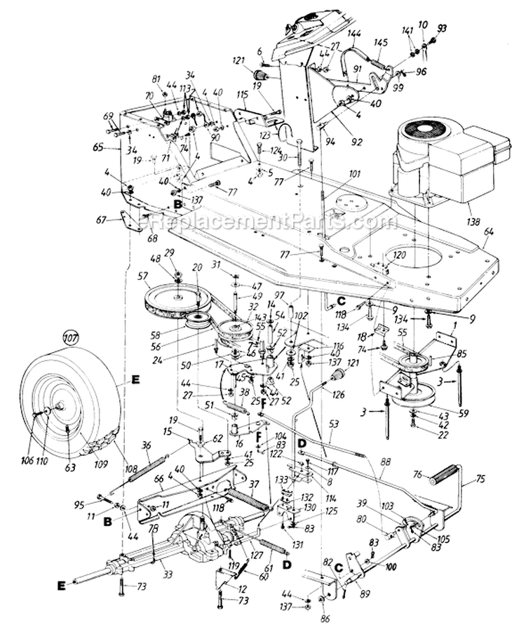 Page C Diagram and Parts List for 1995 MTD Lawn Tractor