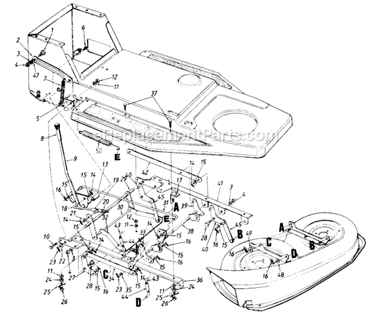 Page B Diagram and Parts List for 1995 MTD Lawn Tractor