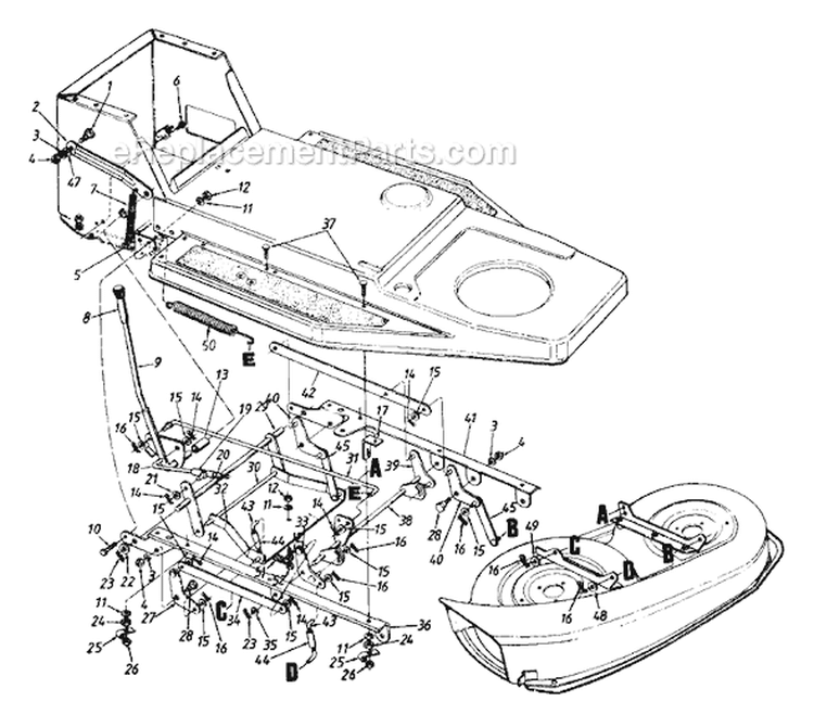 Page B Diagram and Parts List for 1996 MTD Lawn Tractor