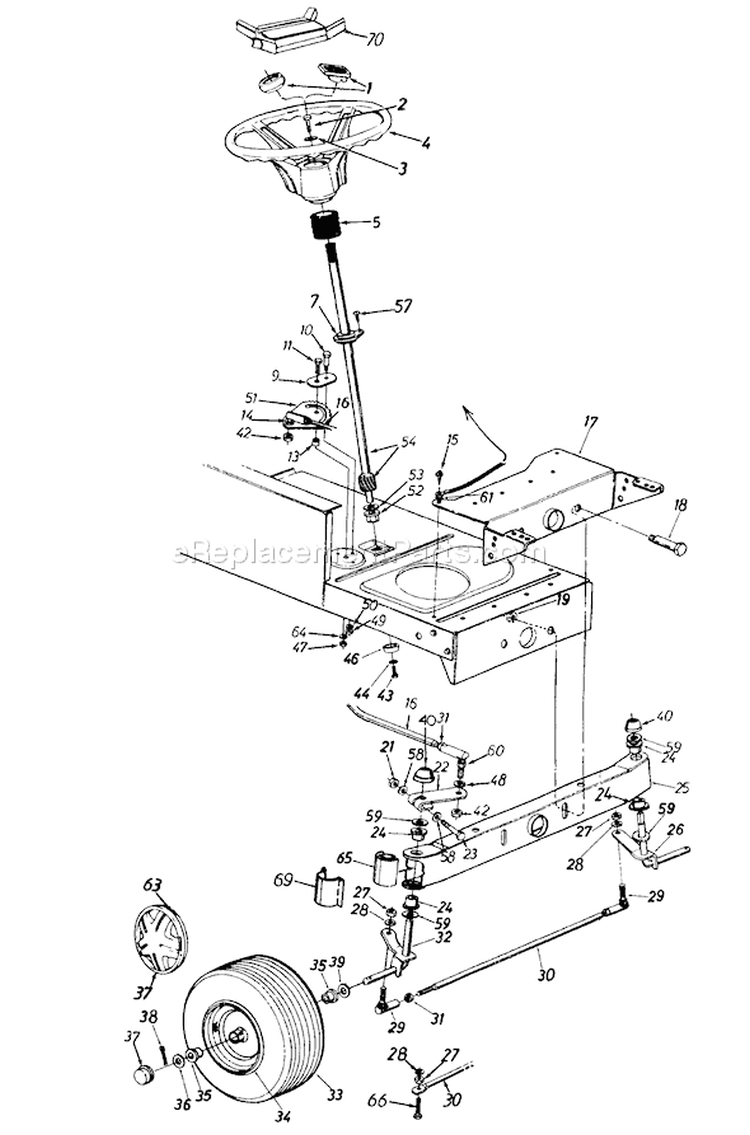 Page J Diagram and Parts List for 1996 MTD Lawn Tractor