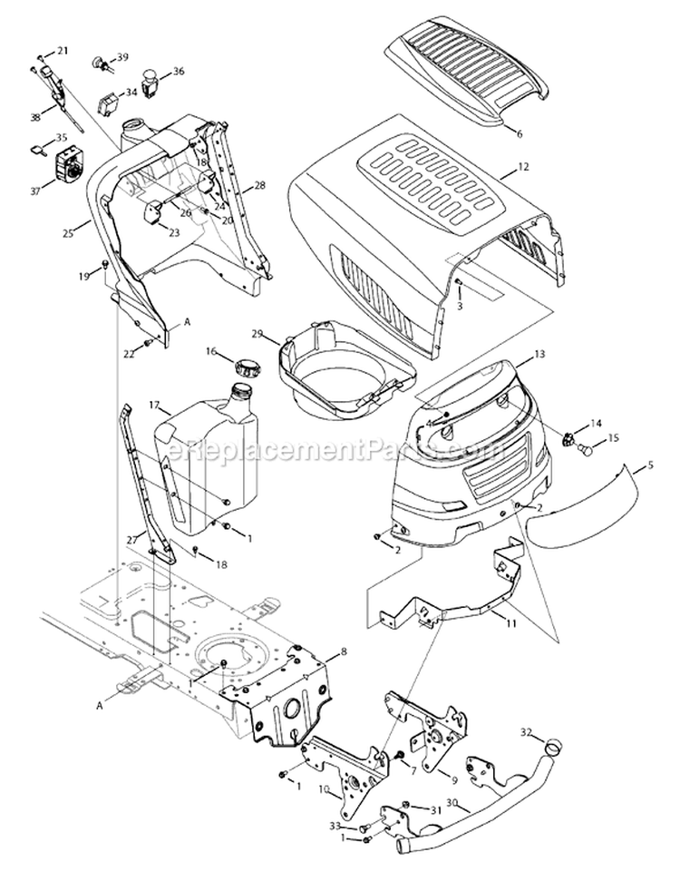 Page E Diagram and Parts List for 2008 MTD Lawn Tractor