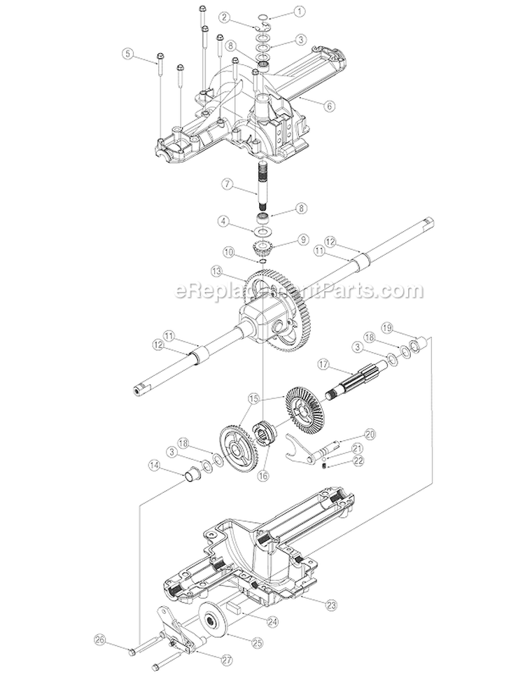 Transmission Assembly Diagram and Parts List for 2005 MTD Lawn Tractor