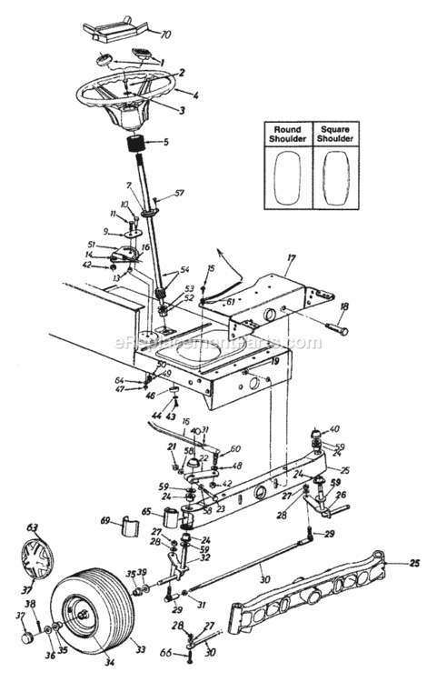 Axle_And_Wheels_Front_Steering_Assembly Diagram and Parts List for 2001 MTD Lawn Tractor