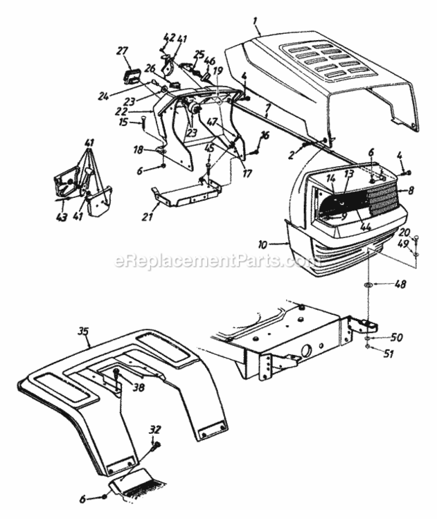 Hood_Style_0-In Diagram and Parts List for 2001 MTD Lawn Tractor