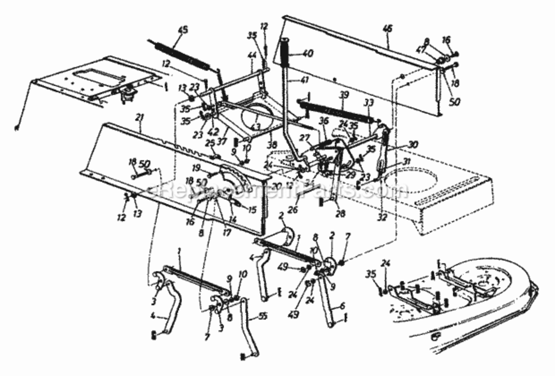 Deck_Lift_And_Hanger_Assembly Diagram and Parts List for 2001 MTD Lawn Tractor