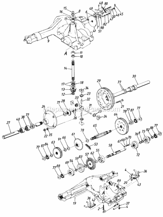 Transaxle Diagram and Parts List for  MTD Lawn Tractor