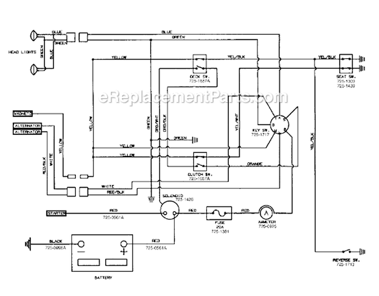 Page E Diagram and Parts List for 2002 MTD Lawn Tractor