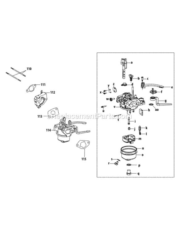 178-L0_Carburetor_Assembly Diagram and Parts List for  MTD Engine