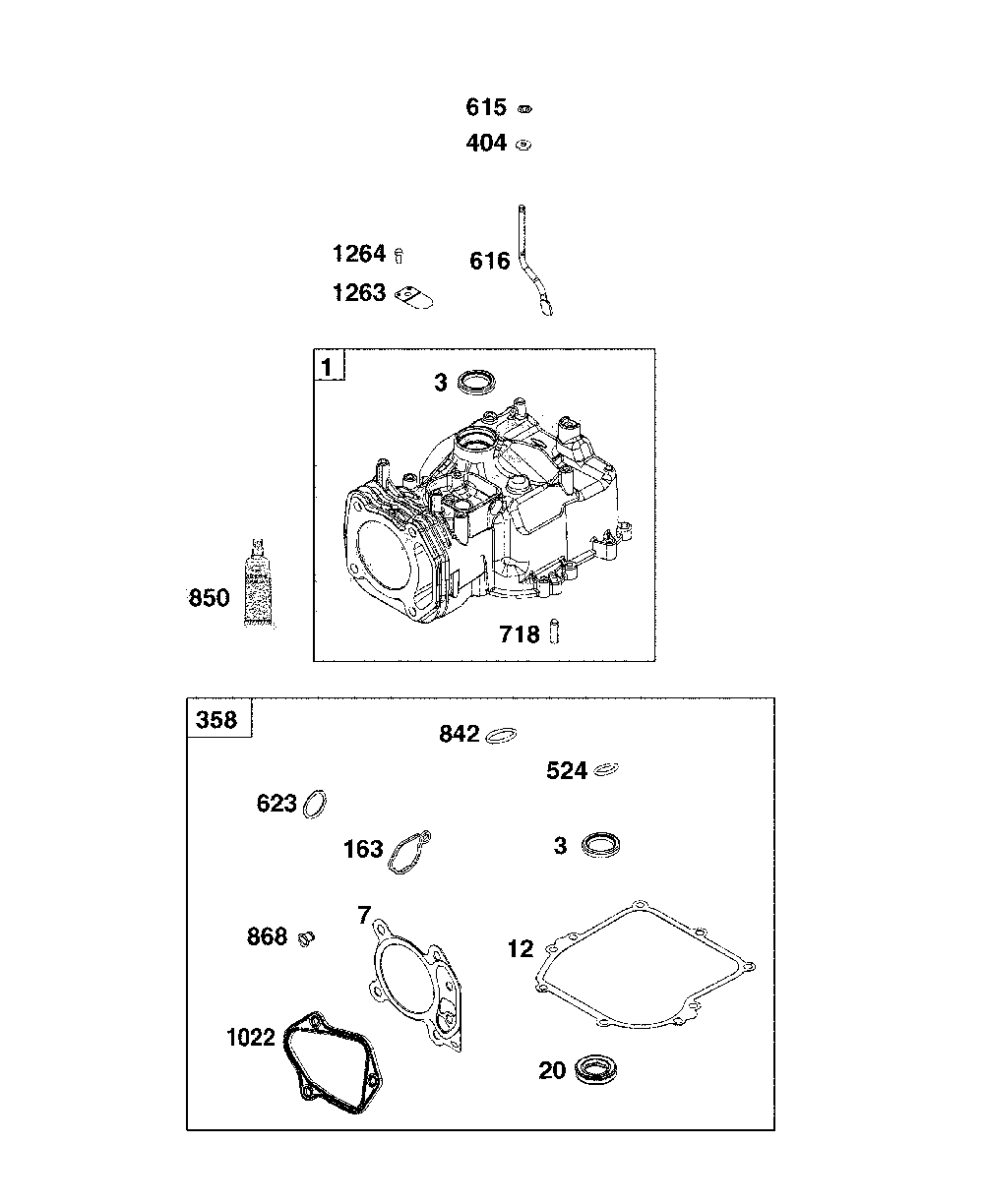 Cylinder Diagram and Parts List for  MTD Lawn Mower