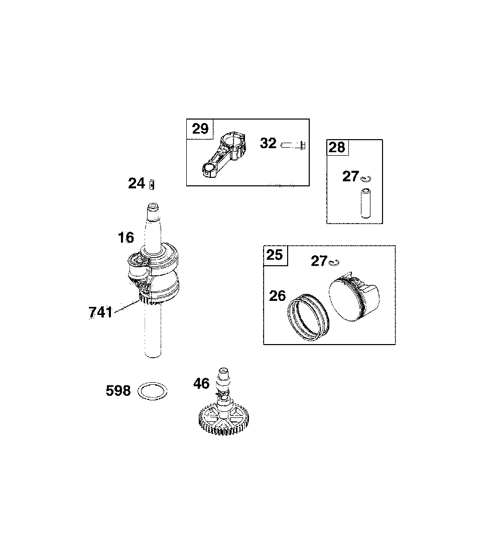 Crankshaft Diagram and Parts List for  MTD Lawn Mower