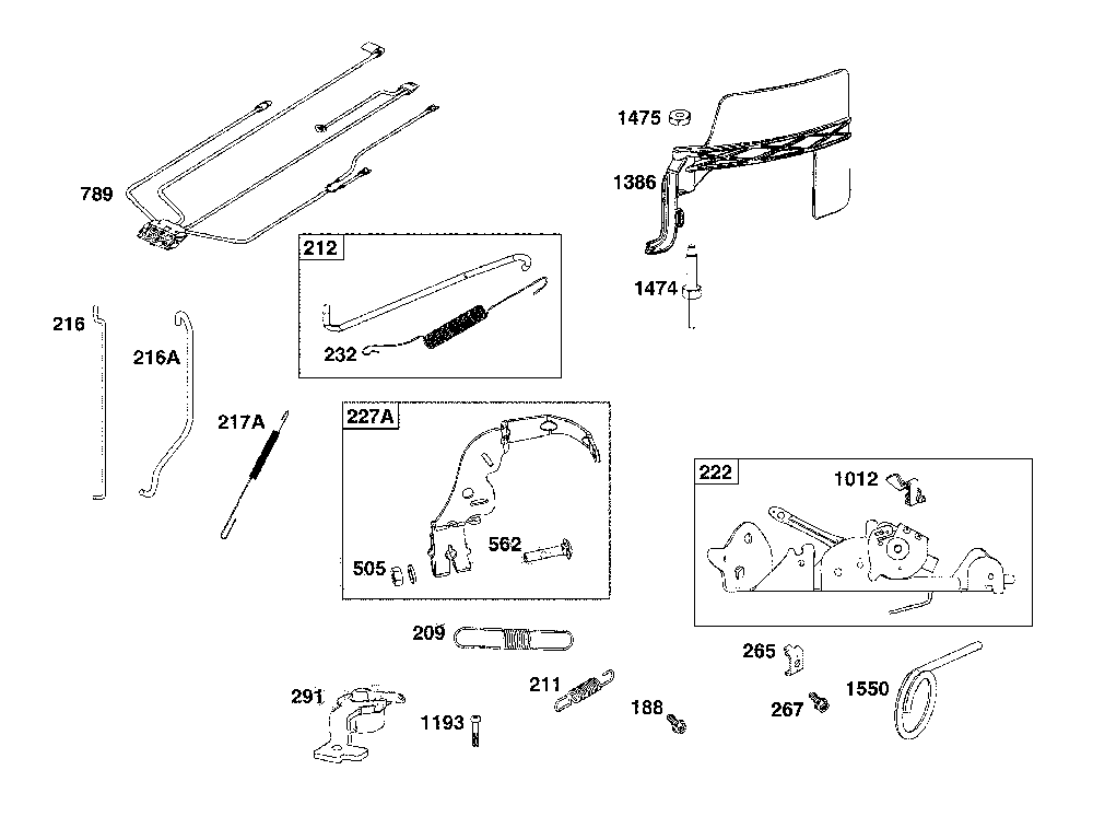Controls Diagram and Parts List for  MTD Lawn Mower