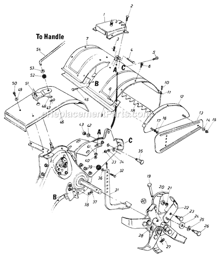 Page C Diagram and Parts List for 1986 MTD Tiller