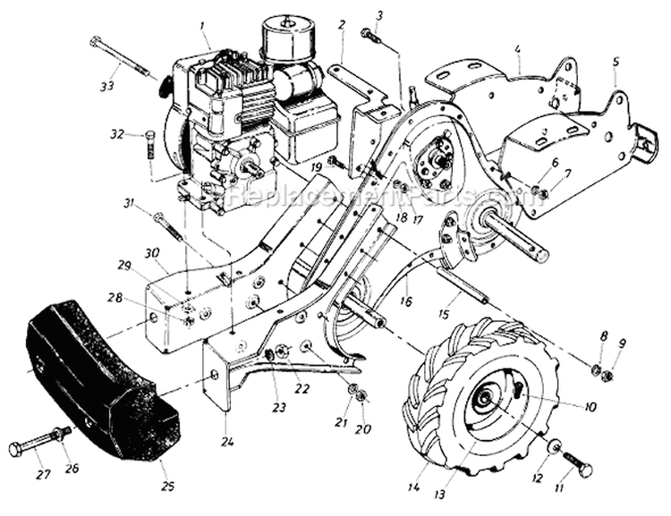 Page E Diagram and Parts List for 1986 MTD Tiller