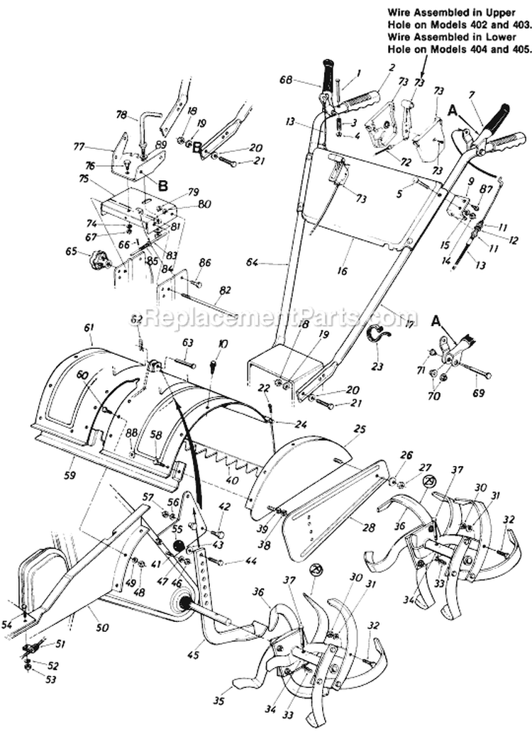Page B Diagram and Parts List for 1985 MTD