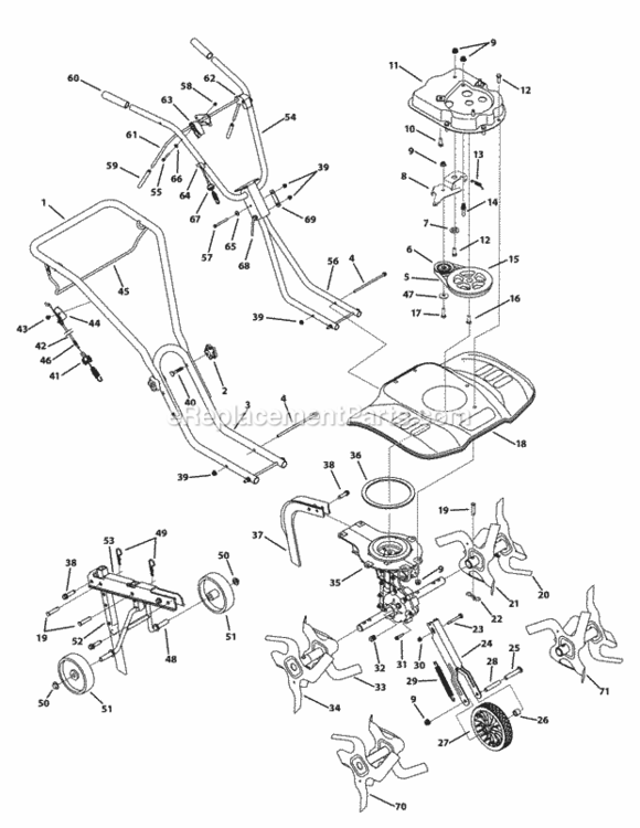 Page H Diagram and Parts List for 2012 MTD Lawn Mower
