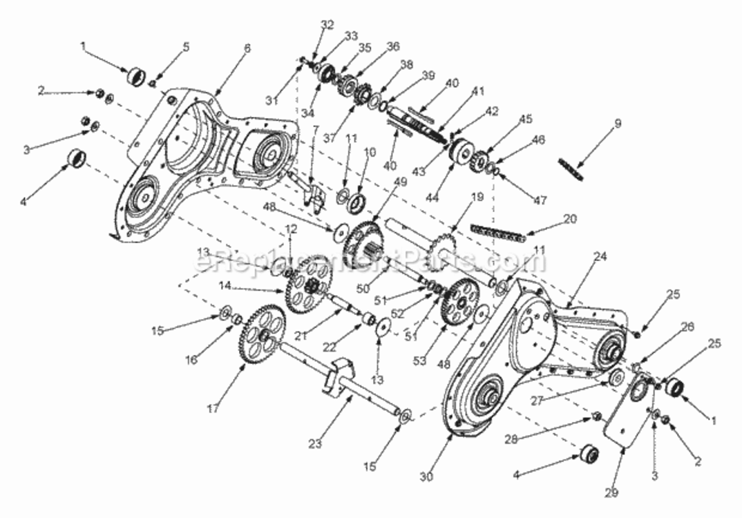 Transmission_Assembly Diagram and Parts List for 2005 MTD Tiller