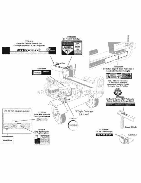 Page I Diagram and Parts List for 2011 MTD Log Splitter
