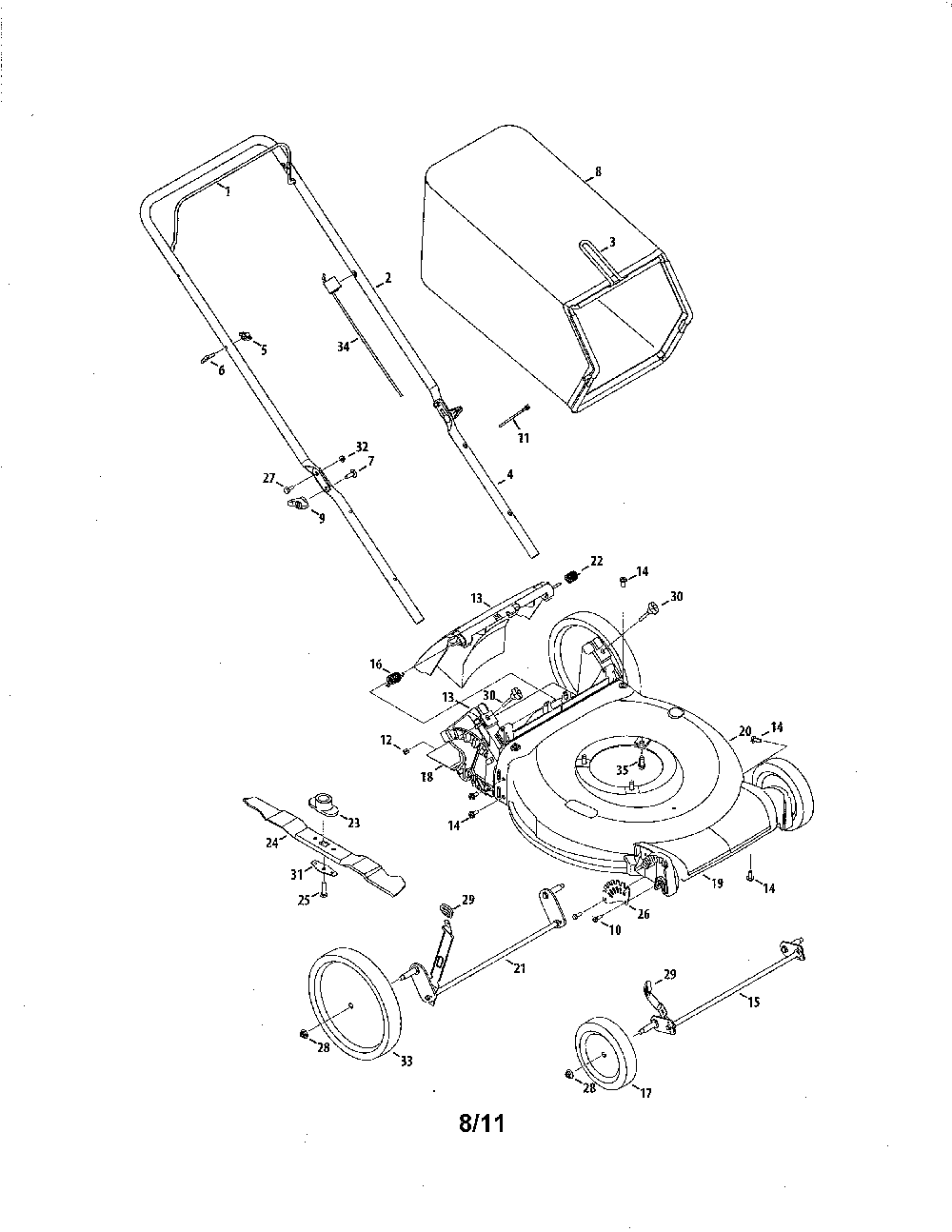 Lawn mower Diagram and Parts List for  MTD Lawn Mower