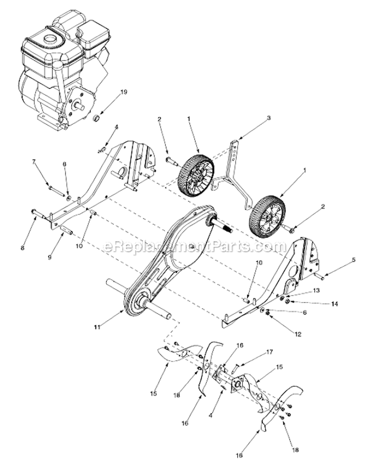 Page B Diagram and Parts List for  MTD Tiller